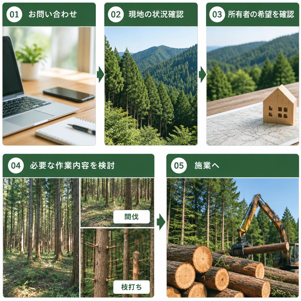 現地確認から施業まで、山の状態に合わせてお任せ