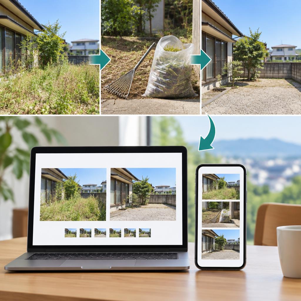 作業後は写真で報告。遠方からでも状況が見える